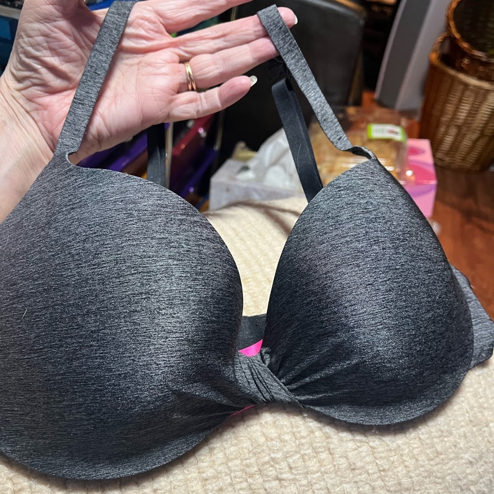 La Senza Body Kiss Grey Full Support Padded  Push-Up Underwired Bra Size 34D